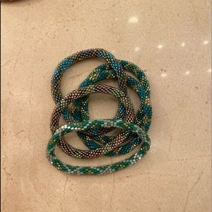 Blue/green/neutrals sashka Nepal bracelets